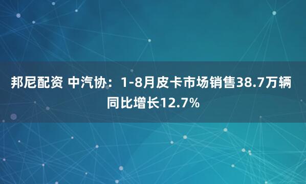 邦尼配资 中汽协：1-8月皮卡市场销售38.7万辆 同比增长12.7%
